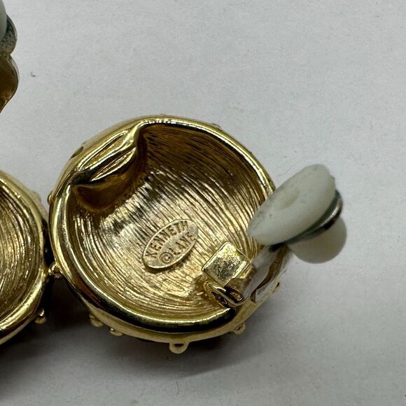 KJL Kenneth Jay Lane Tortoise Shell Cabochon Oval‎ Button Clip Earrings $135 - Picture 7 of 11